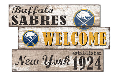 Buffalo Sabres Welcome 3 Plank Wood Sign