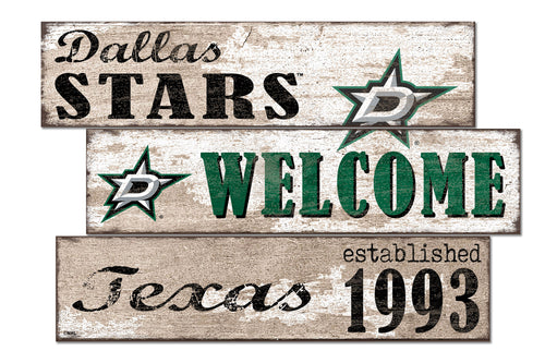 Dallas Stars Welcome 3 Plank Wood Sign