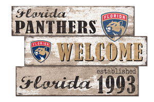 Florida Panthers Welcome 3 Plank Wood Sign