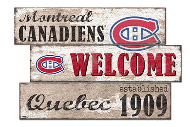Montreal Canadiens Welcome 3 Plank Wood Sign