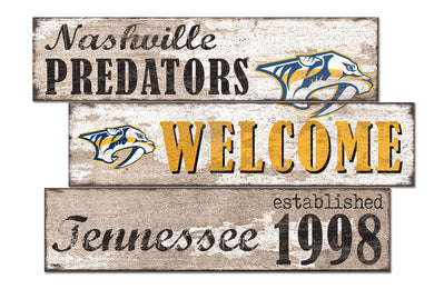 Nashville Predators Welcome 3 Plank Wood Sign
