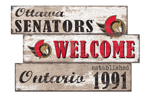 Ottawa Senators Welcome 3 Plank Wood Sign