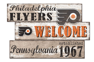Philadelphia Flyers Welcome 3 Plank Wood Sign