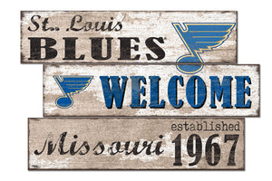 St. Louis Blues Welcome 3 Plank Wood Sign