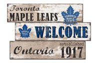 Toronto Maple Leafs Welcome 3 Plank Wood Sign