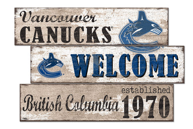 Vancouver Canucks Welcome 3 Plank Wood Sign