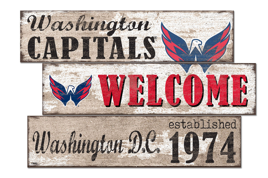 Washington Capitals Welcome 3 Plank Wood Sign