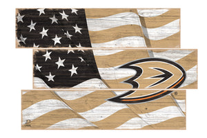 Anaheim Ducks Flag 3 Plank Wood Sign