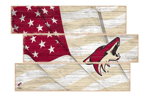 Arizona Coyotes Flag 3 Plank Wood Sign
