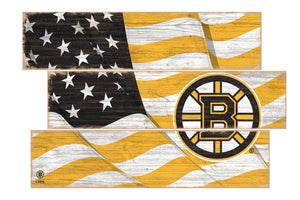 Boston Bruins Flag 3 Plank Wood Sign