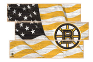 Boston Bruins Flag 3 Plank Wood Sign