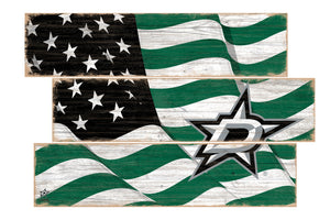 Dallas Stars Flag 3 Plank Wood Sign