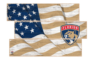 Florida Panthers Flag 3 Plank Wood Sign