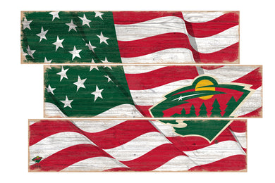 Minnesota Wild Flag 3 Plank Wood Sign