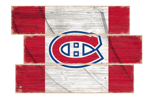 Montreal Canadiens Flag 3 Plank Wood Sign