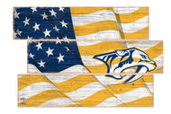 Nashville Predators Flag 3 Plank Wood Sign