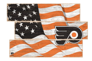 Philadelphia Flyers Flag 3 Plank Wood Sign