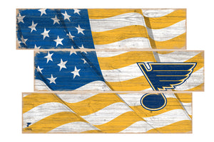 St. Louis Blues Flag 3 Plank Wood Sign