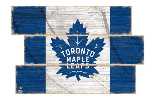 Toronto Maple Leafs Flag 3 Plank Wood Sign