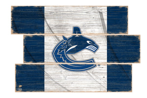 Vancouver Canucks Flag 3 Plank Wood Sign