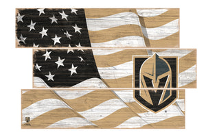 Vegas Golden Knights Flag 3 Plank Wood Sign
