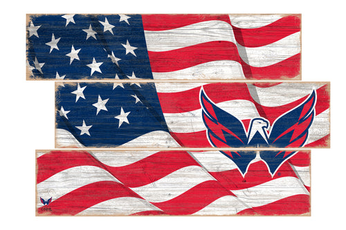 Washington Capitals Flag 3 Plank Wood Sign