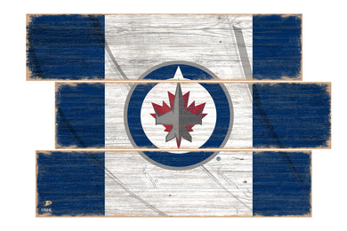 Winnipeg Jets Flag 3 Plank Wood Sign