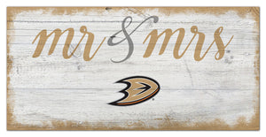 Anaheim Ducks Mr. & Mrs. Script Wood Sign - 6"x12"