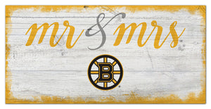 Boston Bruins Mr. & Mrs. Script Wood Sign - 6"x12"