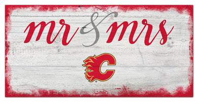 Calgary Flames Mr. & Mrs. Script Wood Sign - 6