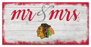 Chicago Blackhawks Mr. & Mrs. Script Wood Sign - 6"x12"