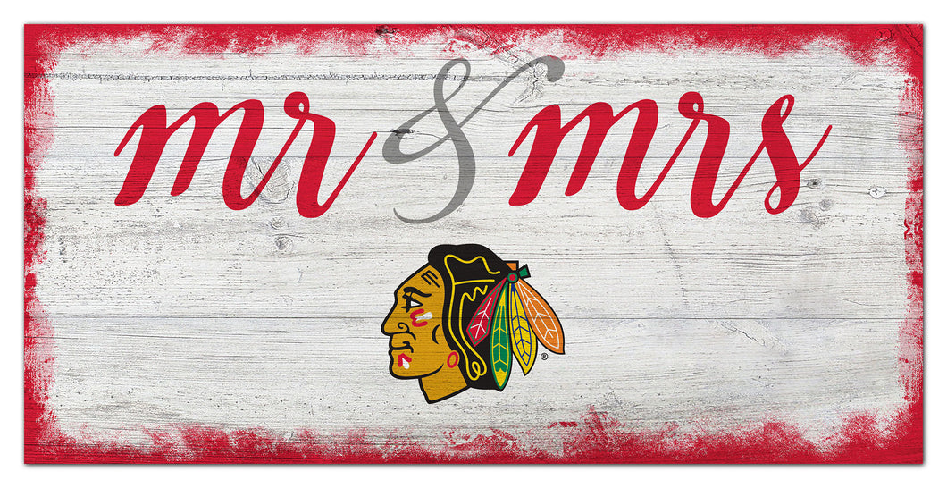 Chicago Blackhawks Mr. & Mrs. Script Wood Sign - 6