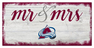 Colorado Avalanche Mr. & Mrs. Script Wood Sign - 6"x12"