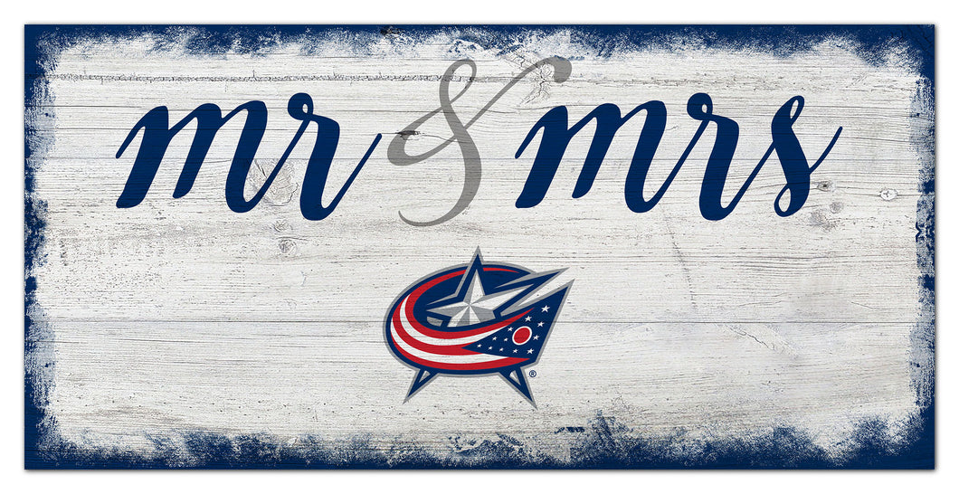 Columbus Blue Jackets Mr. & Mrs. Script Wood Sign - 6