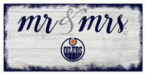Edmonton Oilers Mr. & Mrs. Script Wood Sign - 6"x12"