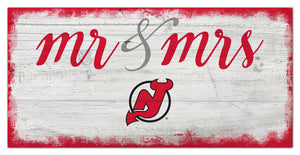 New Jersey Devils Mr. & Mrs. Script Wood Sign - 6"x12"