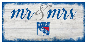 New York Rangers Mr. & Mrs. Script Wood Sign - 6"x12"