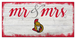 Ottawa Senators Mr. & Mrs. Script Wood Sign - 6"x12"