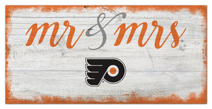 Philadelphia Flyers Mr. & Mrs. Script Wood Sign - 6"x12"
