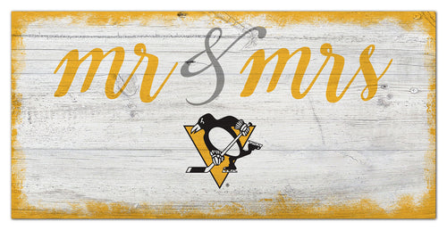Pittsburgh Penguins Mr. & Mrs. Script Wood Sign - 6