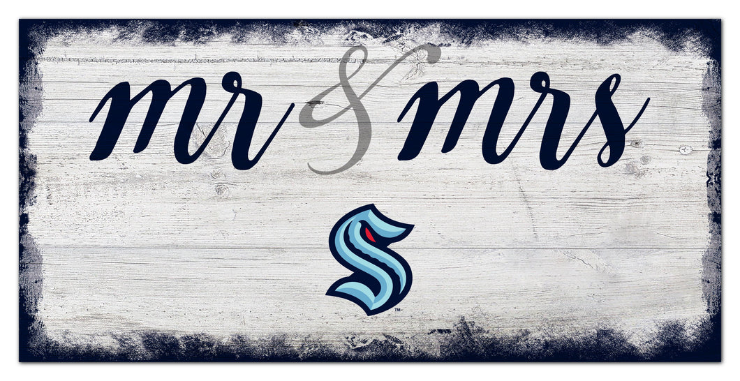 Seattle Kraken Mr. & Mrs. Script Wood Sign - 6