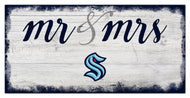 Seattle Kraken Mr. & Mrs. Script Wood Sign - 6"x12"