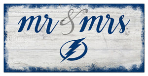 Tampa Bay Lightning Mr. & Mrs. Script Wood Sign - 6"x12"