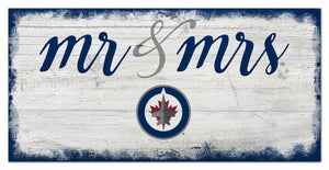 Winnipeg Jets Mr. & Mrs. Script Wood Sign - 6"x12"