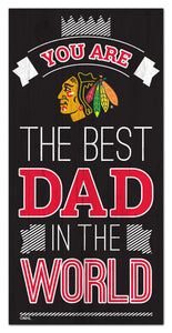 Chicago Blackhawks Best Dad Wood Sign - 6"x12"