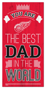 Detroit Red Wings Best Dad Wood Sign - 6"x12"