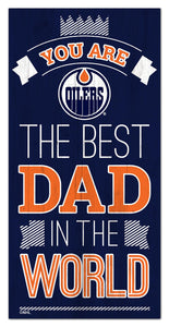 Edmonton Oilers Best Dad Wood Sign - 6"x12"