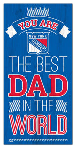 New York Rangers Best Dad Wood Sign - 6"x12"