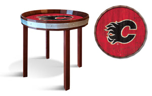 Calgary Flames Barrel Top Side Table