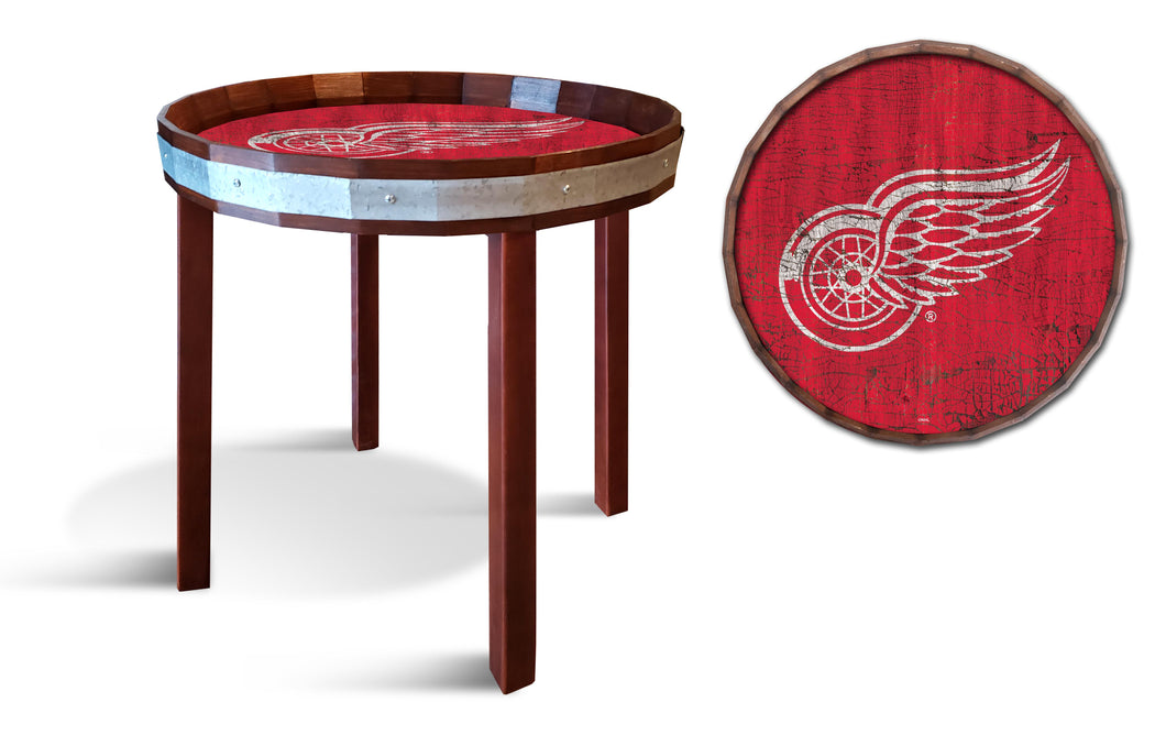 Detroit Red Wings Barrel Top Side Table